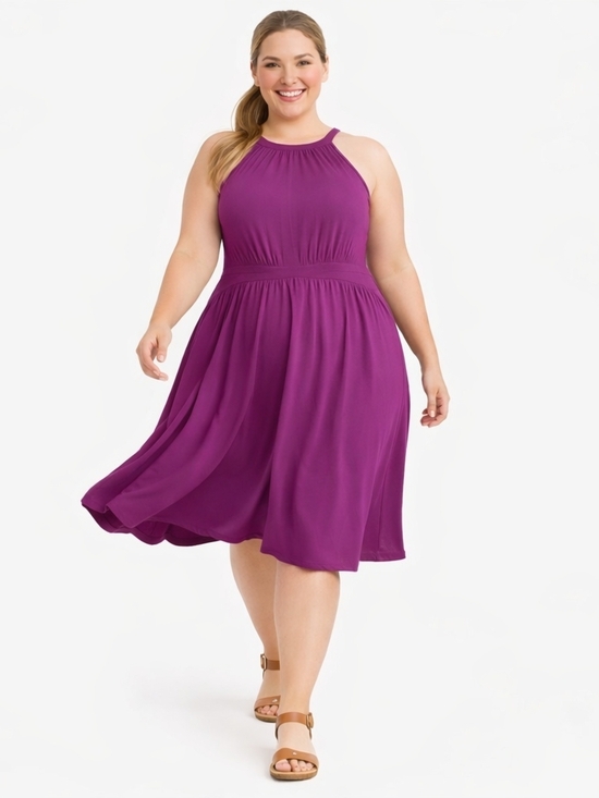 torrid Dresses & Skirts - Torrid 3X Magenta Purple Jersey Knit High Neck Midi Skater Dress NWT